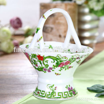 In April Elegant New Bone China Ceramic Fruit Basket